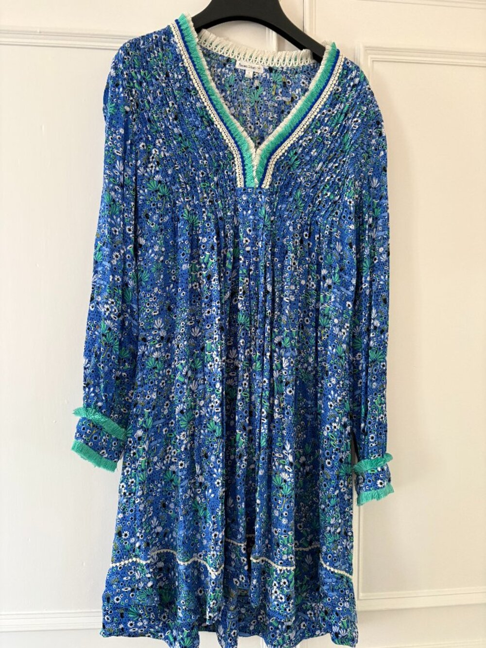Poupette St Barth Floral Mini Dress | Size Small | Blue/Green
